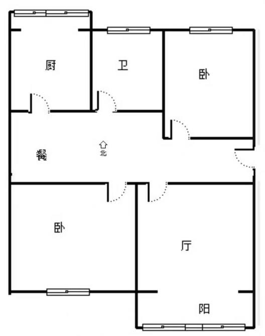 建厂局设计院家属楼2室2厅1卫户型图
