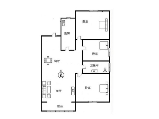 香邑溪谷悦都3室2厅1卫户型图