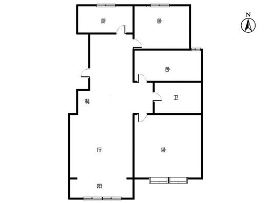 天地新城3室2厅1卫户型图