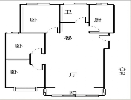 平安D区3室2厅1卫户型图