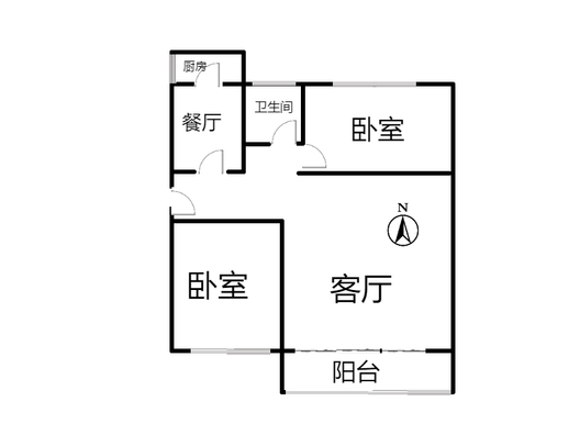 职教中心家属院2室2厅1卫户型图
