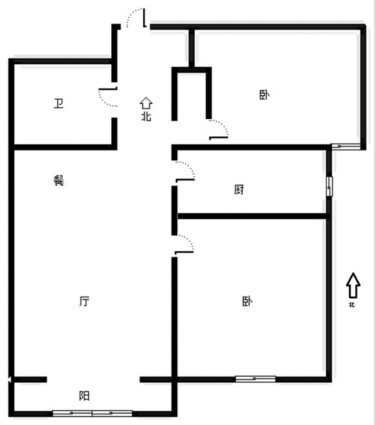 鹏渤印象城·牛津花园2室2厅1卫户型图