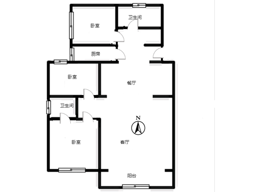 涿州市财政局家属院（诚信小区）3室2厅2卫户型图