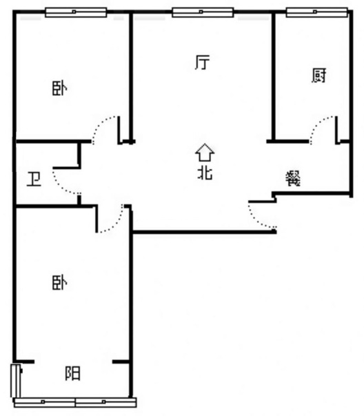 花溪渡2室2厅1卫户型图