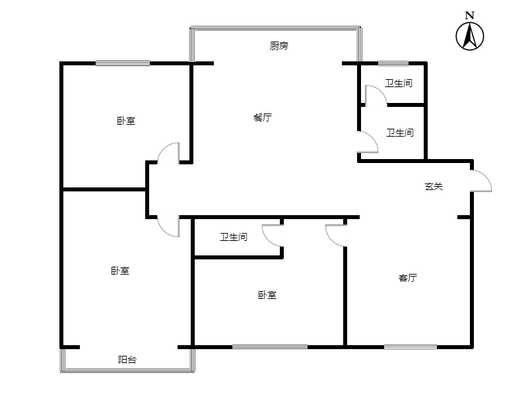 天龙小区（一期）3室2厅2卫户型图