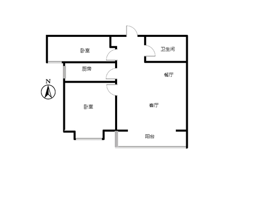 水岸花城2室2厅1卫户型图