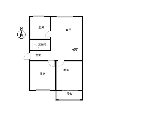 惠友橙园2室2厅1卫户型图