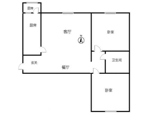 翡翠滨江2室2厅1卫户型图