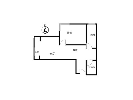 金茂府（鹏渤公园里）1室2厅1卫户型图