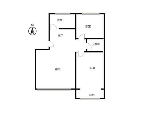 天龙小区（一期）2室2厅1卫户型图