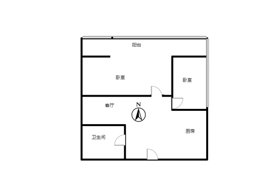万科城际之光2室1厅1卫户型图