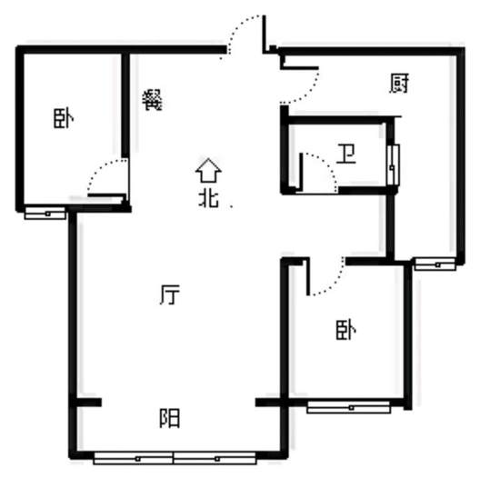 君临天下御景园2室2厅1卫户型图