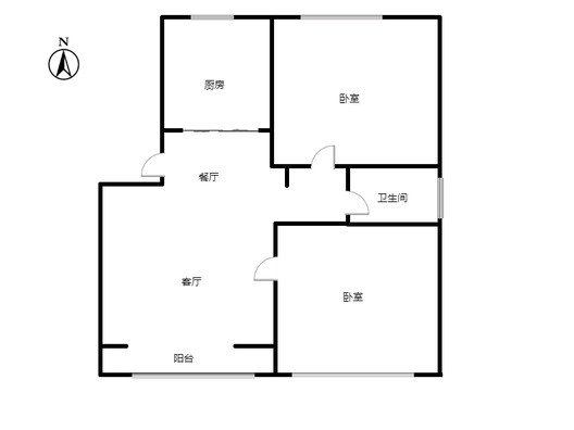 天地新城2室2厅1卫户型图