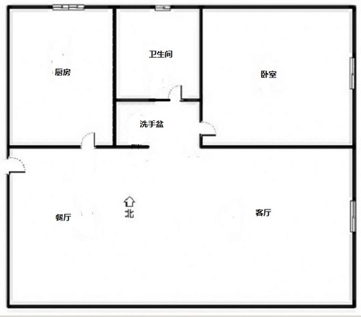 新加坡花园1室2厅1卫户型图