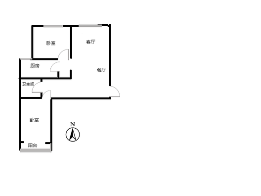 翡翠城（涿郡东区）2室2厅1卫户型图