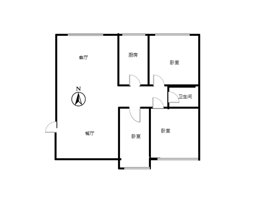 天保绿城3室2厅1卫户型图