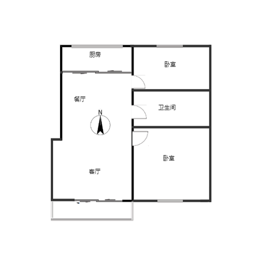 燕赵花园2室2厅1卫户型图