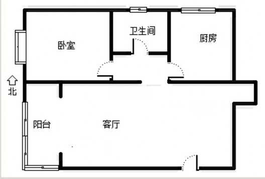 鸿坤理想湾1室1厅1卫户型图