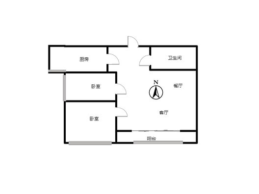 学府澜湾一期2室2厅1卫户型图