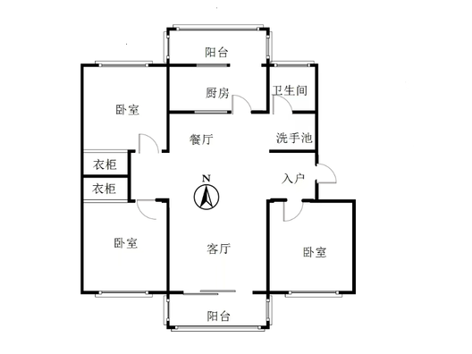 铁道部建厂局小区（范阳路）3室2厅1卫户型图