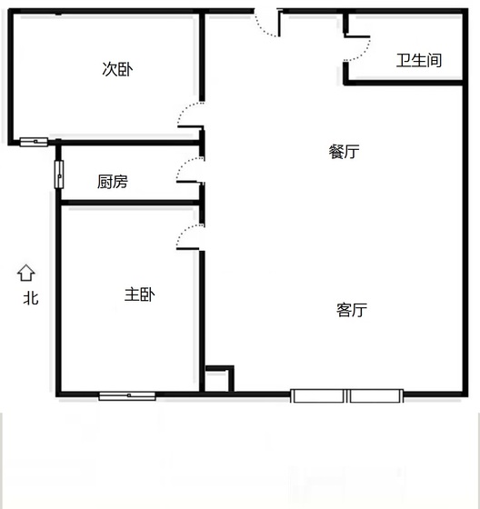 高铁新干线2室2厅1卫户型图