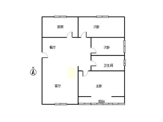 新府阳光二号院3室2厅1卫户型图