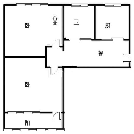 铁道部建厂局家属楼（机械总队家属院）2室1厅1卫户型图