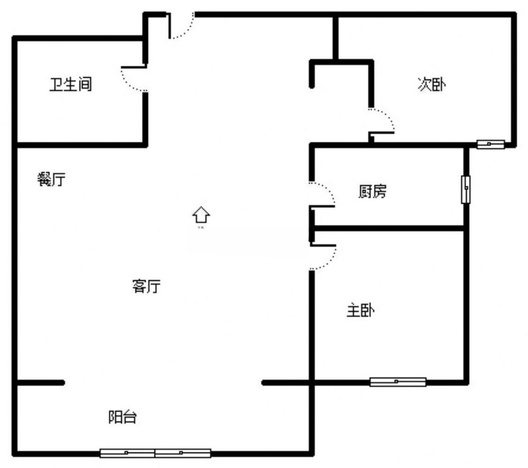 鹏渤印象城·牛津花园2室2厅1卫户型图