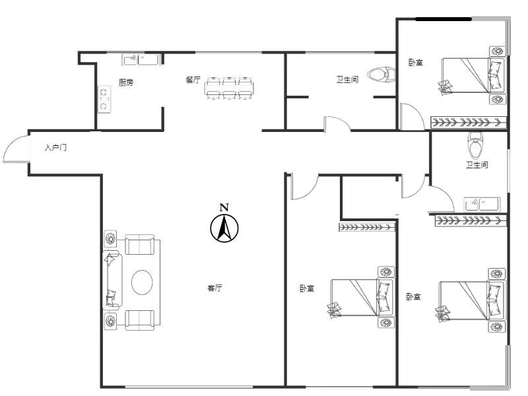 三利中和城二期东区(C区）3室2厅2卫户型图