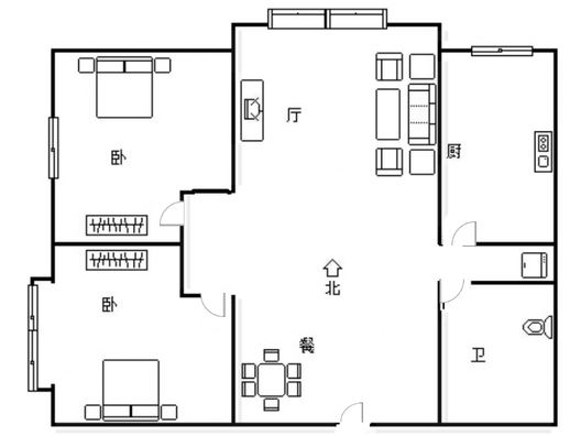 惠友橙园2室2厅1卫户型图