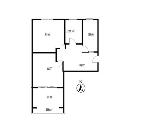铁道部建厂局小区（范阳路）2室2厅1卫户型图