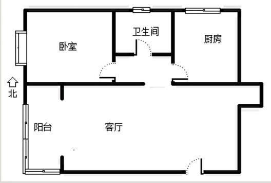 鸿坤理想湾1室1厅1卫户型图