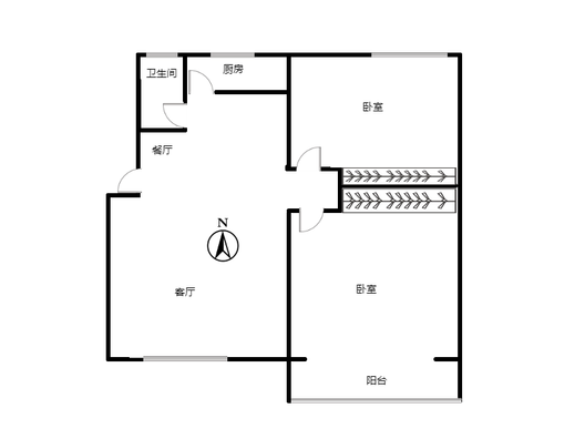 天龙小区（一期）2室2厅1卫户型图