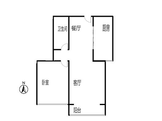 水岸花城1室2厅1卫户型图