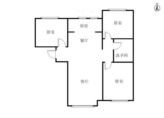 高铁新干线3室2厅1卫户型图
