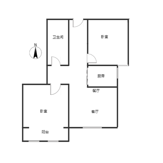 联合七号院2室2厅1卫户型图