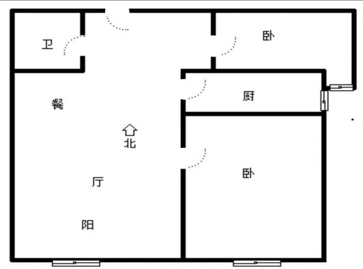 高铁新干线2室2厅1卫户型图