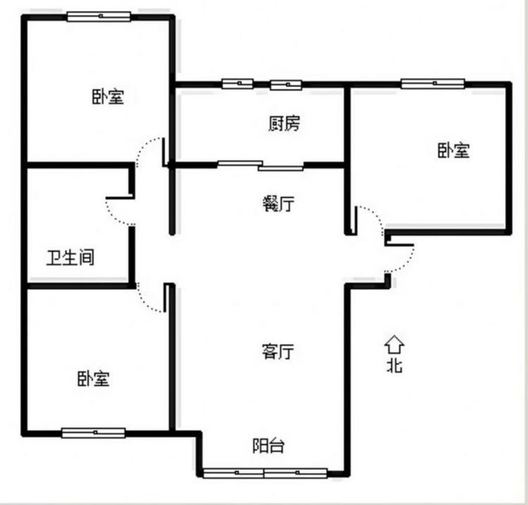 K2狮子城3室2厅1卫户型图