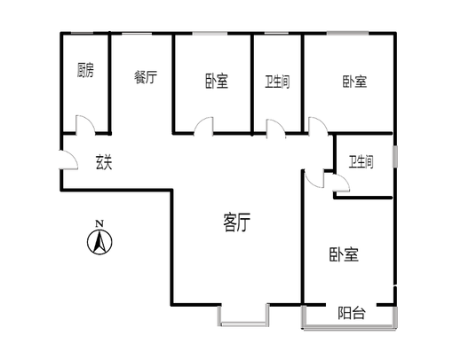 水岸花城3室2厅2卫户型图