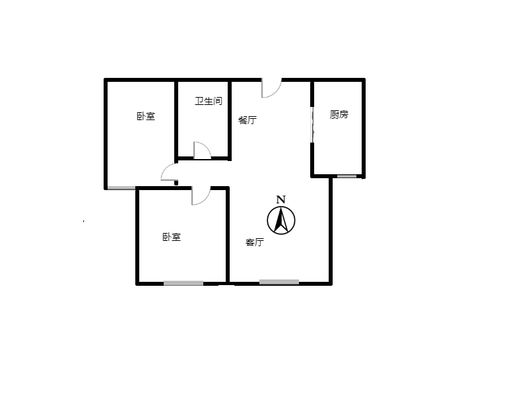 北京理想城2室2厅1卫户型图