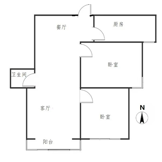云景城2室2厅1卫户型图