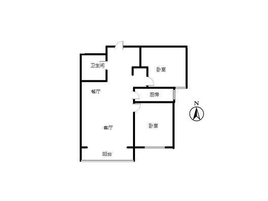 鹏渤印象城·牛津花园2室2厅1卫户型图