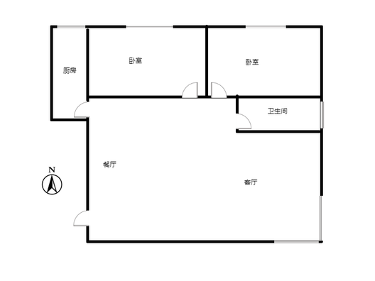 富力花园2室2厅1卫户型图