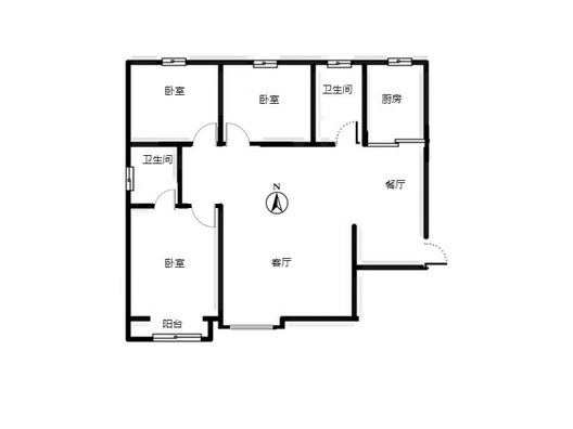 联合七号院3室2厅2卫户型图