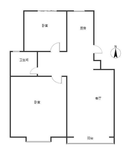 天地新城2室1厅1卫户型图