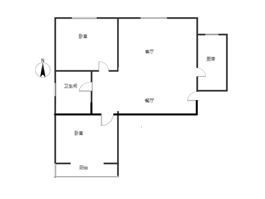 水榭春天2室2厅1卫户型图