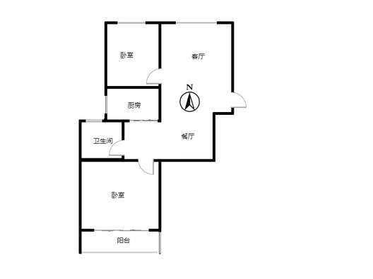 云景城2室2厅1卫户型图