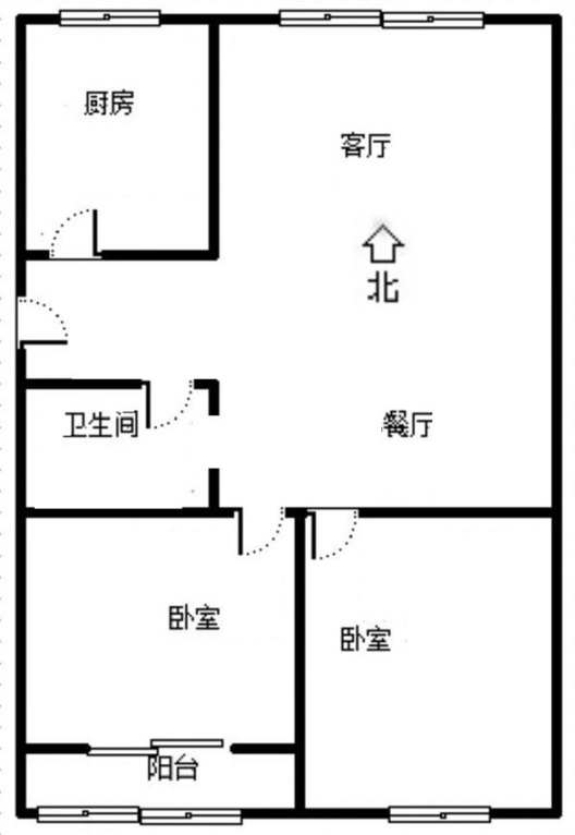 县府小区2室2厅1卫户型图