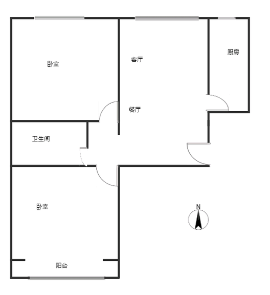 惠友钻石广场2室2厅1卫户型图