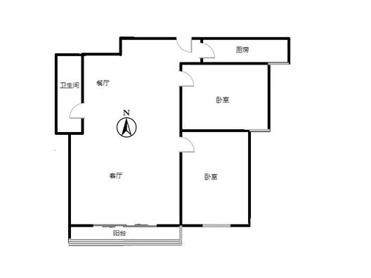 云景城2室2厅1卫户型图